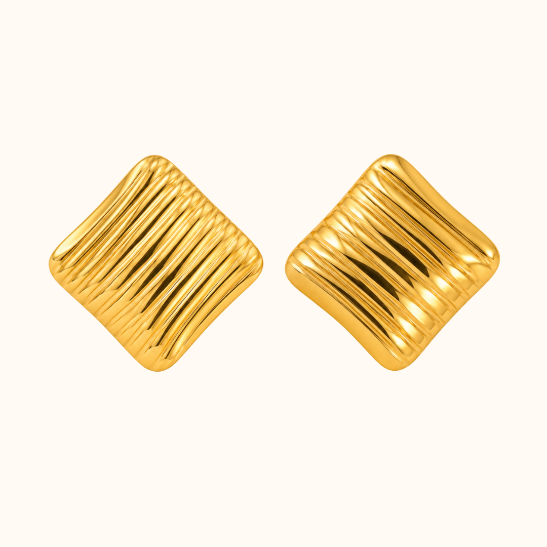 Ribbed Square Studs