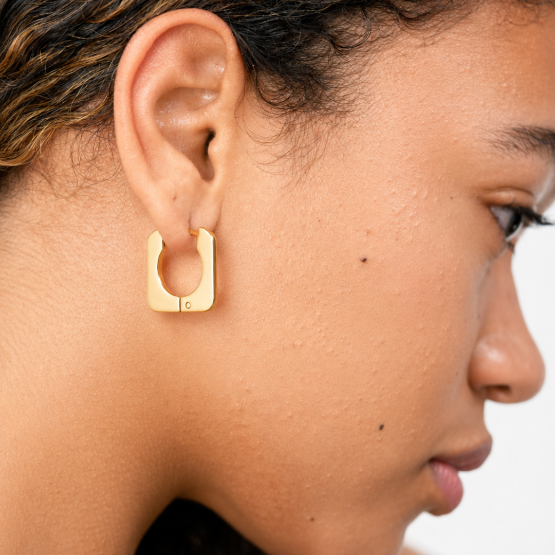 Gold Square Hoop Earrings