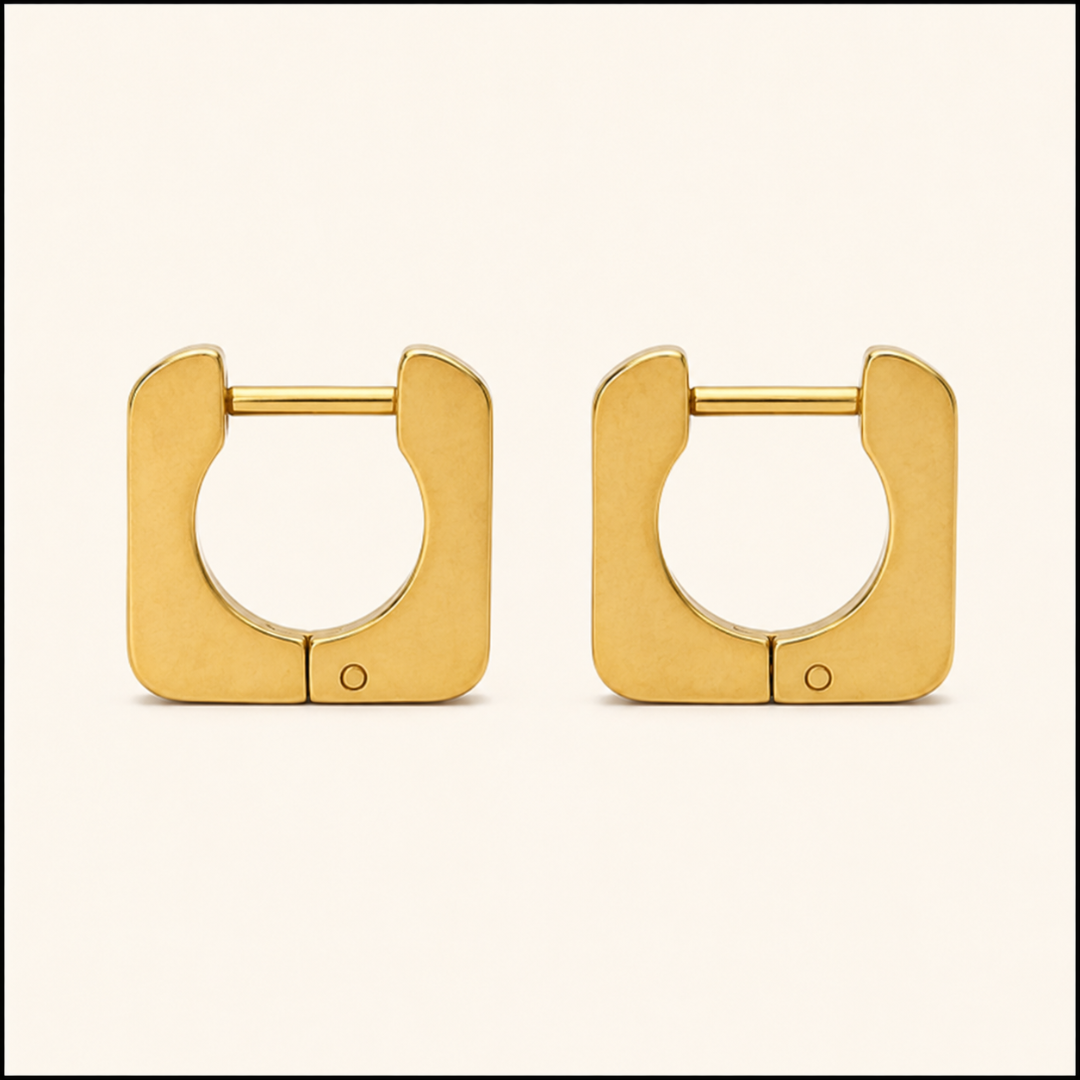 Gold Square Hoop Earrings