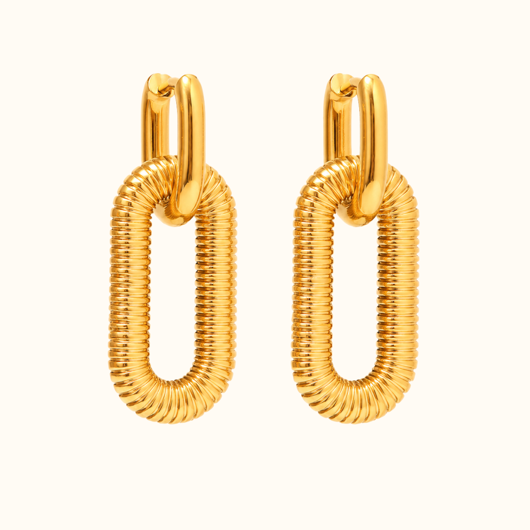 Gold Textured Oval Hoop Earrings