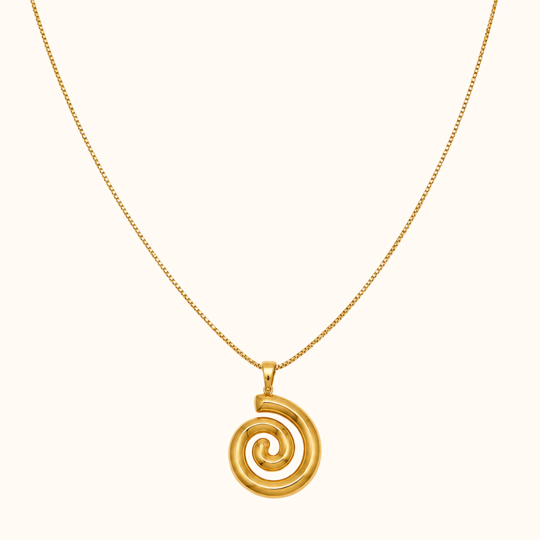 Gold Spiral Swirl Pendant Necklace