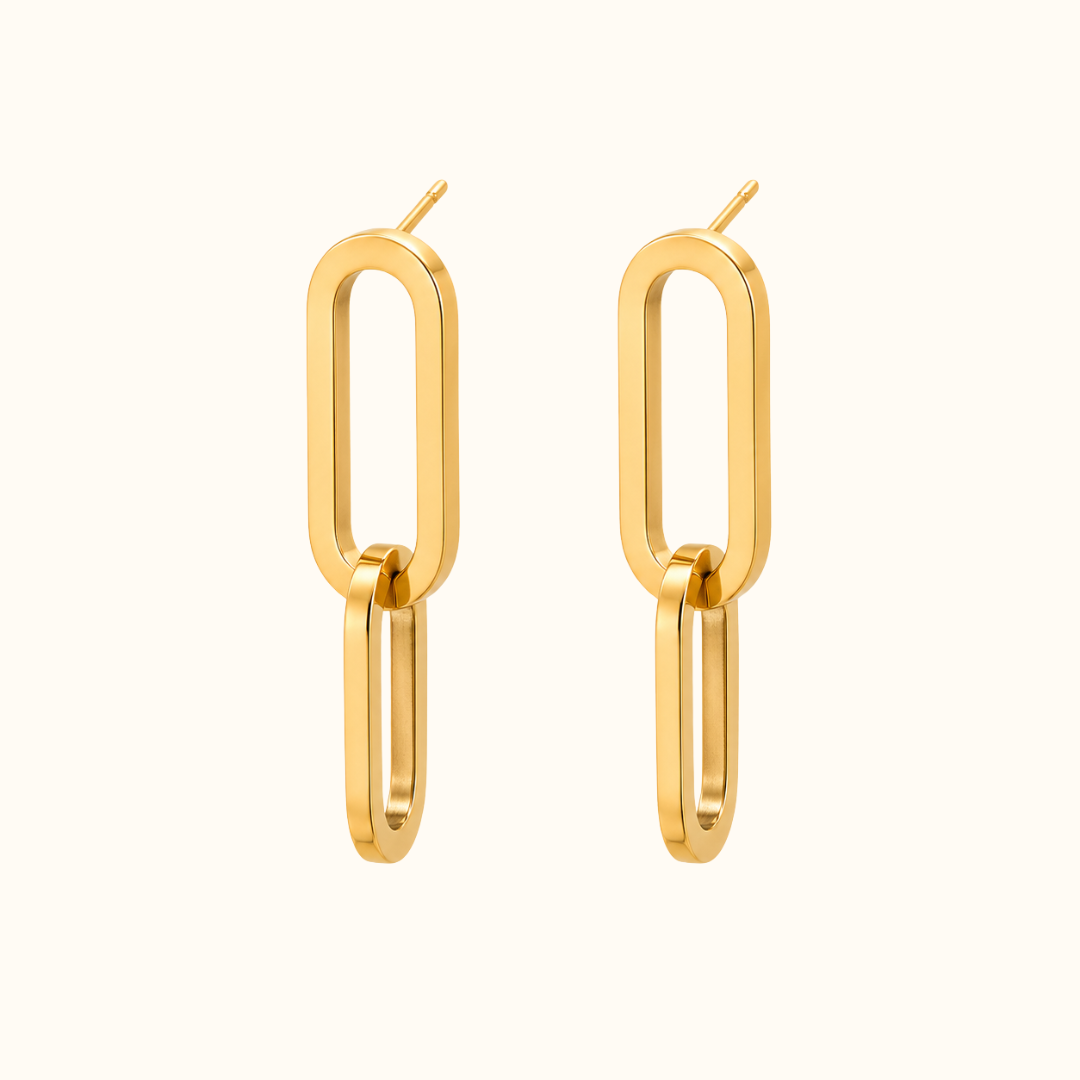 Gold Linked Chain Hoop Earrings
