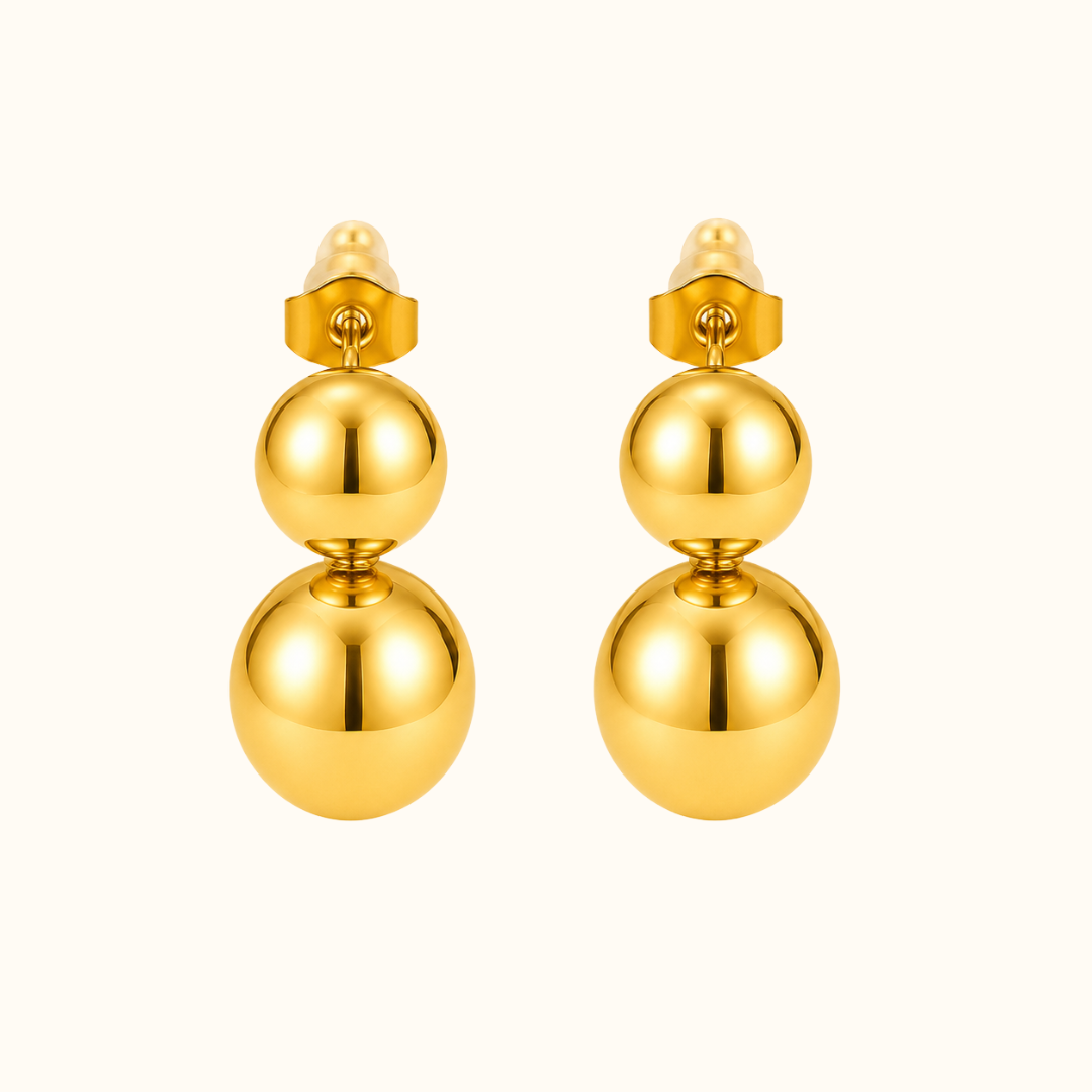 Gold Stacked Ball Earrings