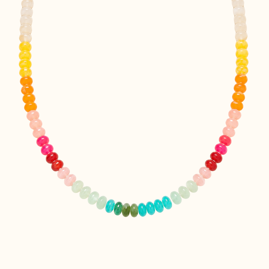 Rainbow Ombré Gemstone Beaded Necklace