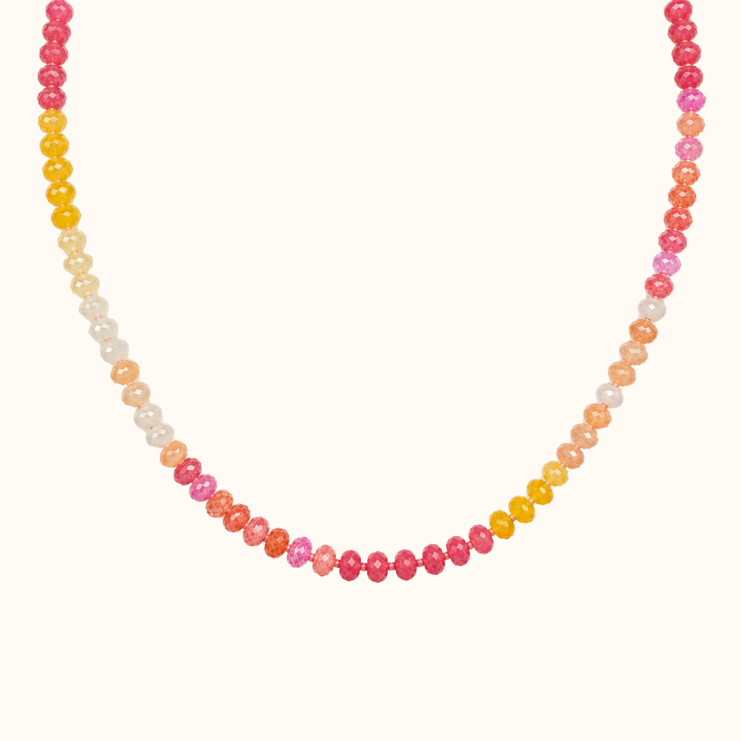 Faceted Sunset Ombré Beaded Necklace