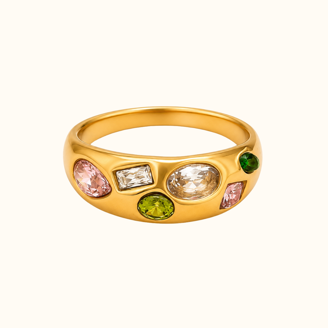 Gold Multicolor Gemstone Ring
