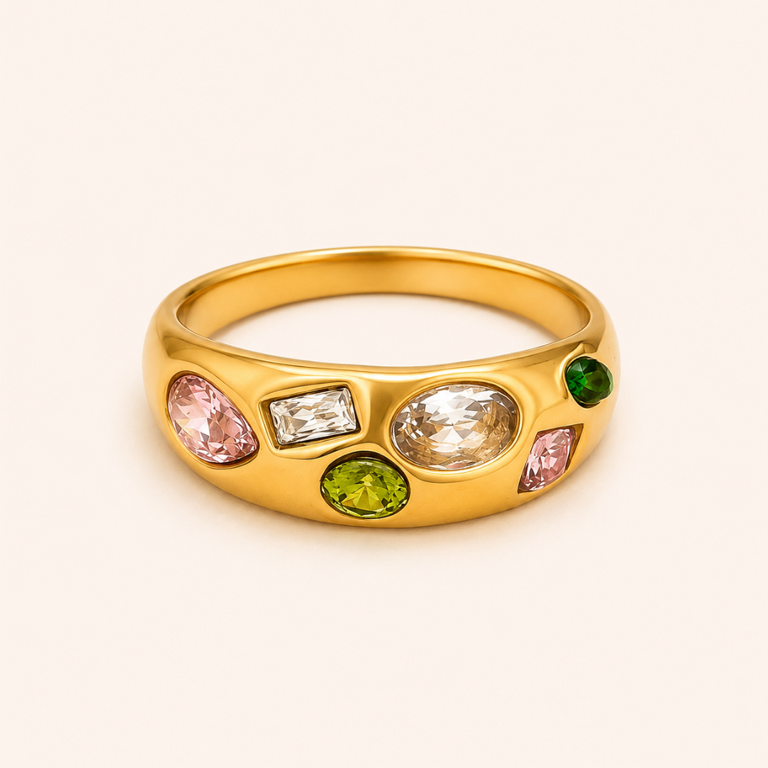 Gold Multicolor Gemstone Ring