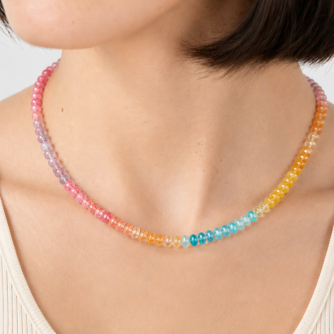 Multicolor Faceted Gemstone Necklace