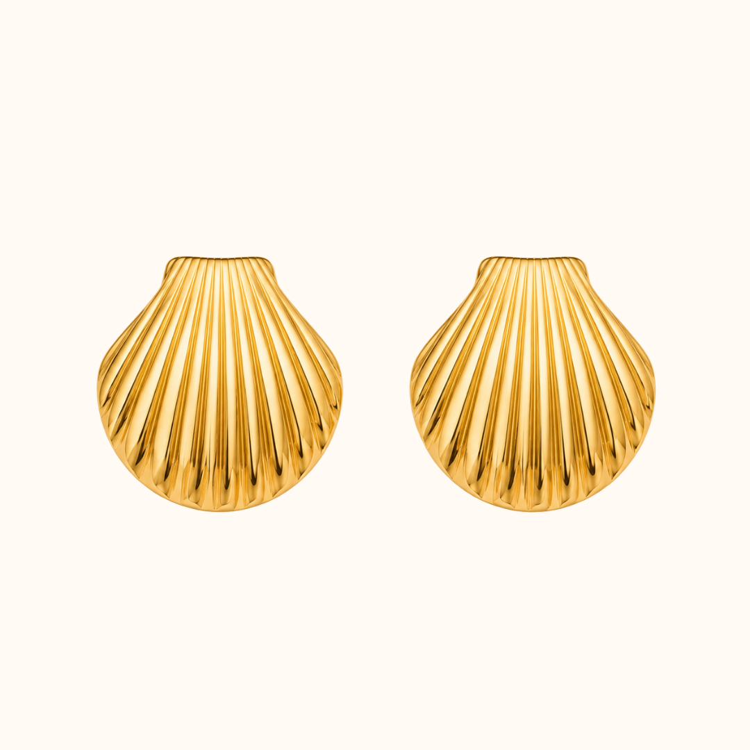 Gold Shell Ridged Earrings