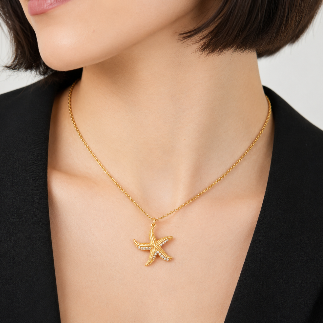 Gold Starfish Pendant Necklace