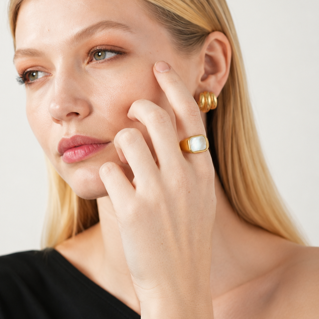 Gold Mother of Pearl Ring